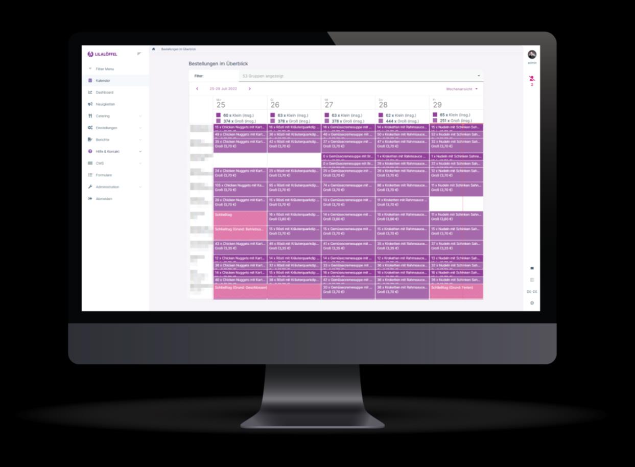 Bestellkalender in der LilaLöffel Webanwendung